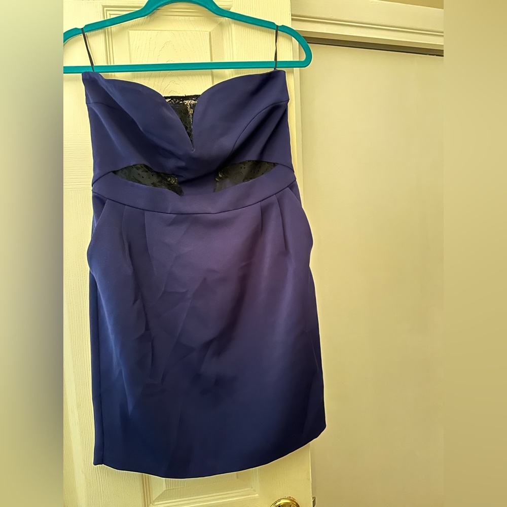 Express Navy Blue Elegant Lace Cutout Dress